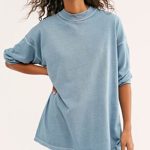 We the Free Blue Mock neck